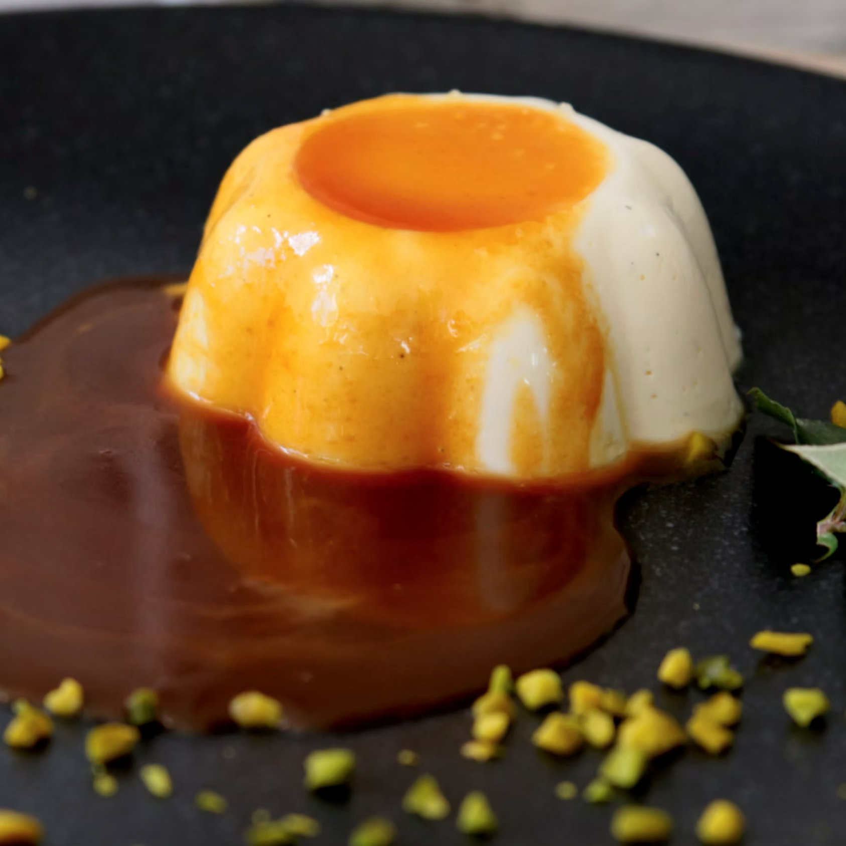 Vanilla flan with caramel and Bora Bora Sea Salt pure
